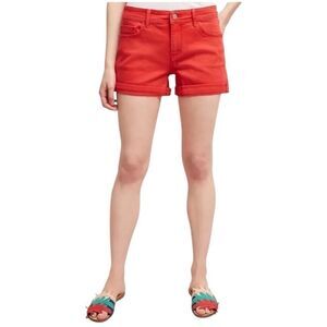 Pilcro and the Letterpress Red Denim Mid Rise Shorts